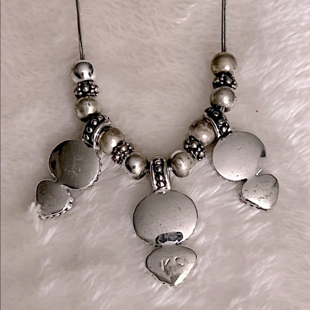 “K C” DESIGNS 💙 VTG 90’s SILVER/BLUE TRIO PENDANTS WITH BEAD SPACERS NECKLACE - Picture 7 of 9